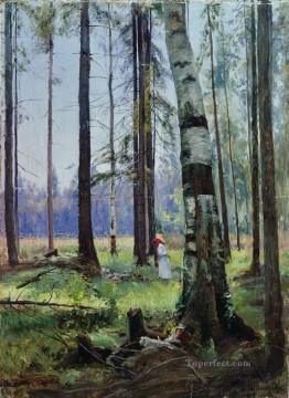 森の端 1 古典的な風景 Ivan Ivanovich の木々 Oil Paintings